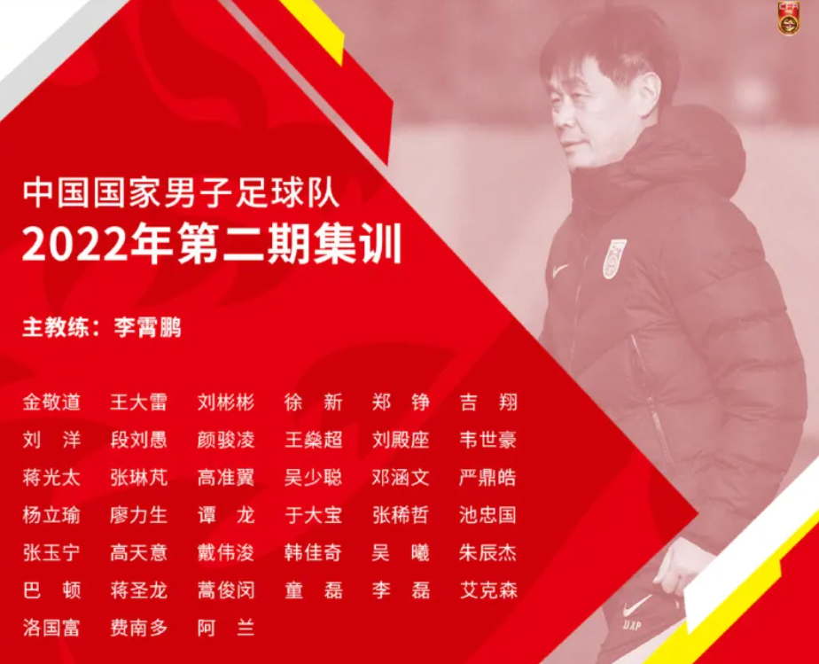 国足最新集训名单费南多等榜上有名 武磊出局了