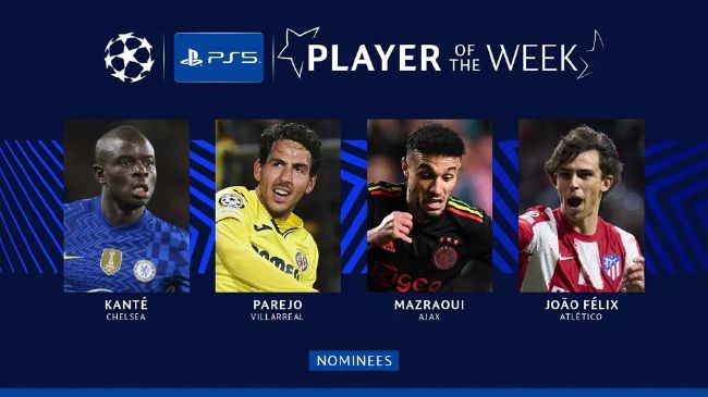 欧冠本轮最佳球员最佳进球候选公布   斯特林坎特等人均进入名单