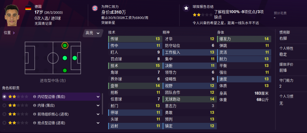 拜仁对最年轻的明日之星 穆西亚拉是前场全能星