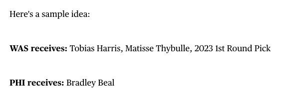 传言比尔今夏有望加盟76人 组成费城三巨头