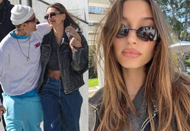 海莉脑血栓住院风波之后 与丈夫街头十指相扣状态不错