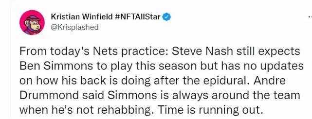 篮网公布欧文无法打附加赛 西蒙斯恢复不佳压力给到杜兰特