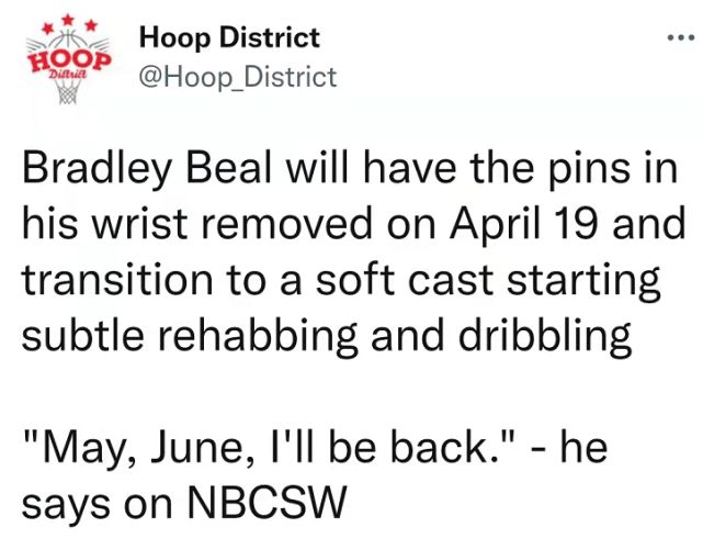 没有比尔的奇才破罐破摔 比尔自嘲五六月份回归