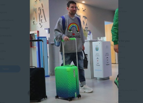 梅西乘坐私人飞机回阿根廷备战 一身普通装扮价值8400欧元