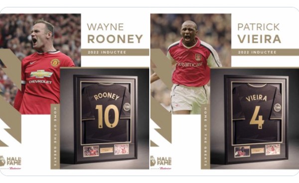 鲁尼及维埃拉入选英超名人堂 其余25名候选名单由粉丝票选