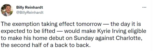 纽约疫苗政策作出变更  欧文将在与黄蜂比赛中迎来主场首秀