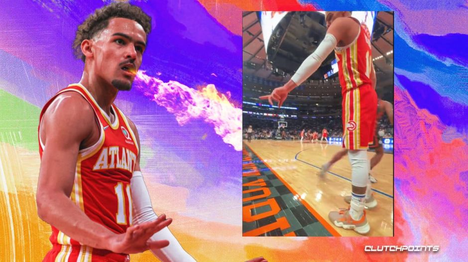 老鹰队的特雷·杨对场边尼克斯队球迷嘘声的回应