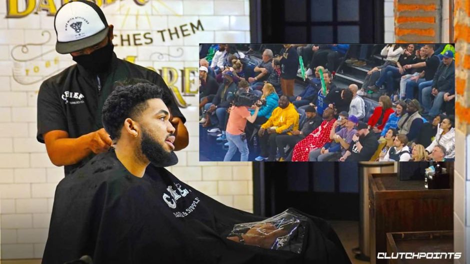 独行侠和森林狼比赛中有球迷现场理发 逗笑球迷和唐斯