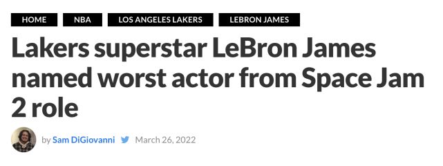 老詹获金酸梅奖最烂男主 尼克斯无意威少