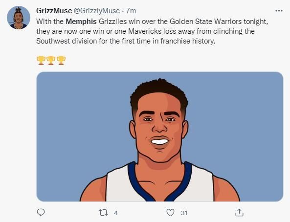 灰熊队距离拿下西南冠军仅1场差距 灰熊队有望创史纪录