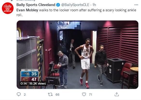 骑士在与魔术比赛中三人受伤 医生分析莫布里脚踝伤势分三级