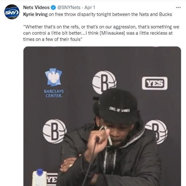 欧文称篮网的确在犯规上应该受到指责 但雄鹿的问题更大