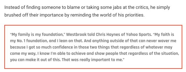 威少回应了指责和批评 表示自己会忽略这些事情