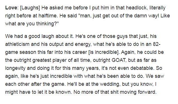 乐福再谈被詹皇隔扣 透露会邀请詹姆斯去参加他的婚礼