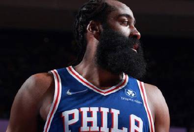 哈登近5战场均15分 命中率25％三分命中率27.3％