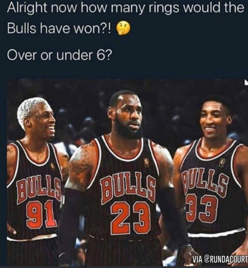 做下假设 如果把乔丹换成詹姆斯 公牛能夺几次冠