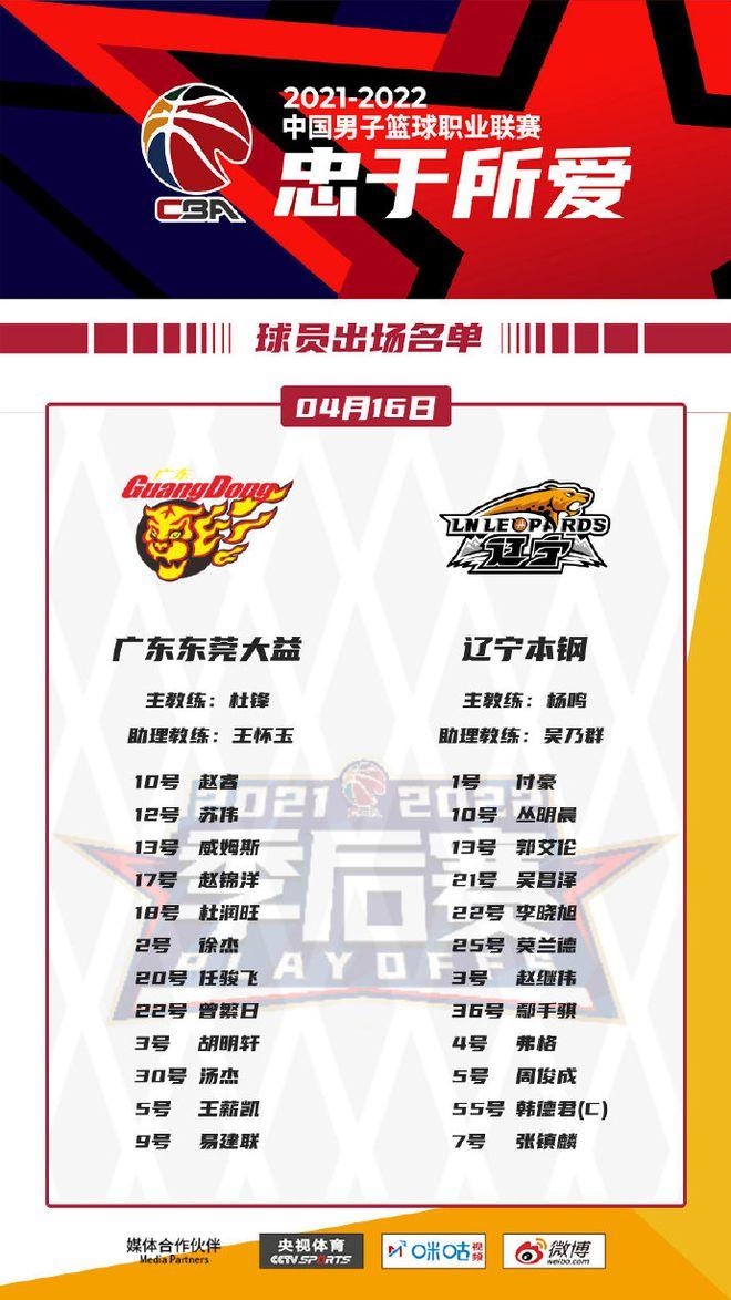 辽粤大战G3大名单出炉 周鹏莱多因伤缺阵汤杰首次入选