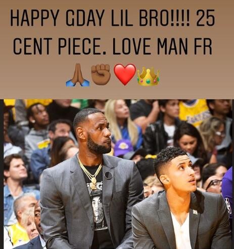 詹姆斯晒合照为库兹马庆生 小兄弟永远爱你